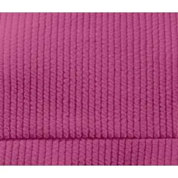 Lilosy High Waisted Tummy Control Bikini Ribbed Sporty Brazilian Swimsuit Set Women Highwaisted Cheeky Cut Leg Rise Bottom Crop Push Up Top 2 Piece Bathing Suit Neon Hot Pink Medium