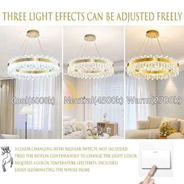 DOIMUSIM Crystal Chandeliers - Elegant & Dimmable Lighting