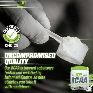 MusclePharm Essentials BCAA Powder, Pre & Post Workout Recovery Drink, Supports Muscle Recovery & Energy Production, Essential Amino Acids Supplement, 30 Servings, Blue Raspberry Flavor
