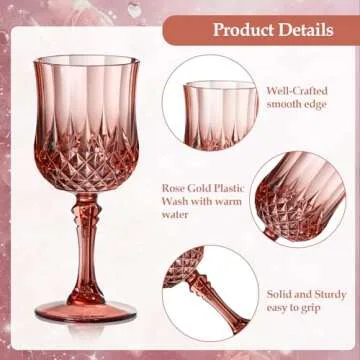 XUWAIDSGN 7oz Vintage Rose Gold Drinking Glasses Set