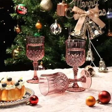XUWAIDSGN 7oz Vintage Rose Gold Drinking Glasses Set