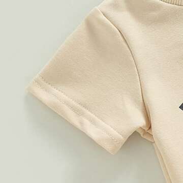 Toddler Baby Boy Summer Outfit Short Sleeve T Shirt Top Casual Shorts Set Infant Newborn Clothes 6 12 18 24 Month 2T (Little Dude Apricot, 12-18 Months)