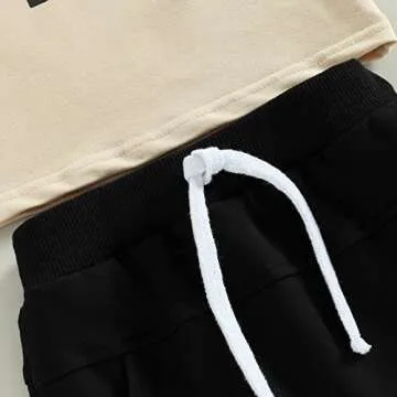 Toddler Baby Boy Summer Outfit Short Sleeve T Shirt Top Casual Shorts Set Infant Newborn Clothes 6 12 18 24 Month 2T (Little Dude Apricot, 12-18 Months)