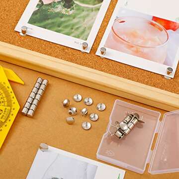 Chinco 25 Sets Magnetic Thumbtacks Pushpin Magnet Push Pin Tacks Poster Hanger Photo Corners for Walls Bulletin Boards