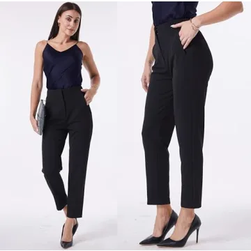 Heipeiwa Women's High Waisted Pleated Office Slacks
