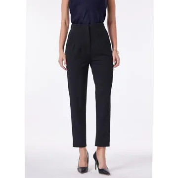 Heipeiwa Women's High Waisted Pleated Office Slacks