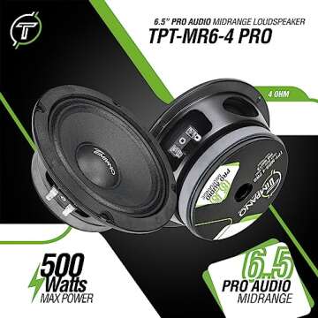 Timpano 6.5 Inch Shallow Midrange Speaker 500 Watts Max Power TPT-MR6-4 PRO, 6.5 Midrange Speakers 4...