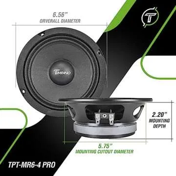 Timpano 6.5 Inch Shallow Midrange Speaker for Car Audio