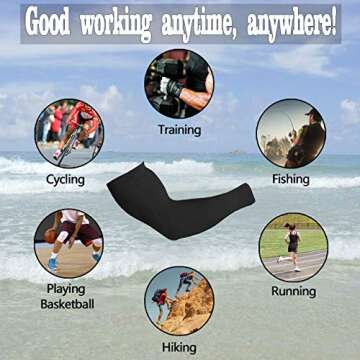 Feeke Arm Sleeves - 4 Pairs Anti-Slip Compression Sleeves for Cycling, Running and Outdoor Sports, Black