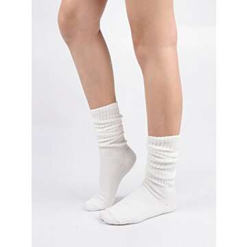 STYLEGAGA Women's Fall Winter Slouch Knit Socks Slouchy Women Scrunch Socks Scrunchie Socks (Basic Cotton Knit_Rib Assorted Basic Color_4Pair)