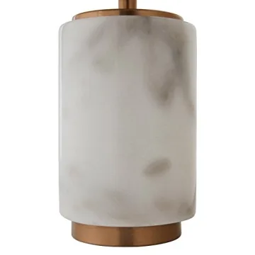 Amazon Brand - Rivet Mid Century Modern Marble and Brass Table Decor Lamp With LED Light Bulb, 14 Inches, White