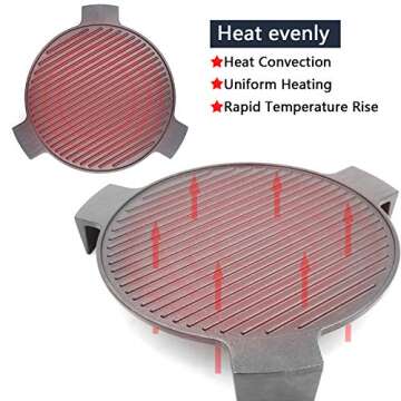 Hongso Cast Iron Plate Setter for Large Big Green Egg Grill and Other 18" Diameter Cooking Grills, Kamado Grill, 18" Smoking Stone, Pizza Stone, Heat Deflector with 3 Legs, CBCR-18 (For Large BGE)