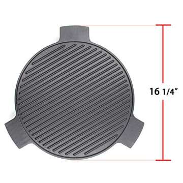 Hongso Cast Iron Plate Setter for Large Big Green Egg Grill and Other 18" Diameter Cooking Grills, Kamado Grill, 18" Smoking Stone, Pizza Stone, Heat Deflector with 3 Legs, CBCR-18 (For Large BGE)