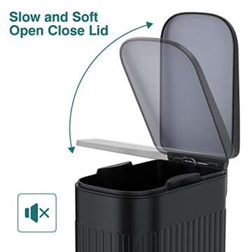 BETHEBEST 1.6 Gallon Small Step Trash Can with Lid,Compact Rectangular Garbage Can with Removable Li...