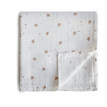 Mushie Muslin Baby Swaddle Blanket | 100% Organic Cotton (Sparrow)