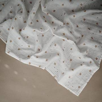Mushie Organic Cotton Baby Swaddle Blanket - Sparrow Design