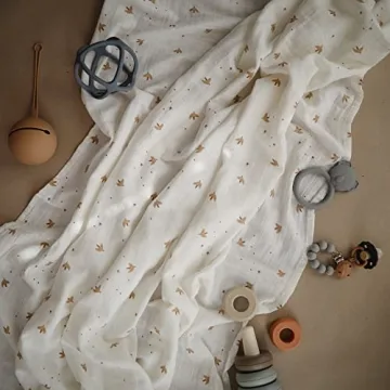 Mushie Organic Cotton Baby Swaddle Blanket - Sparrow Design
