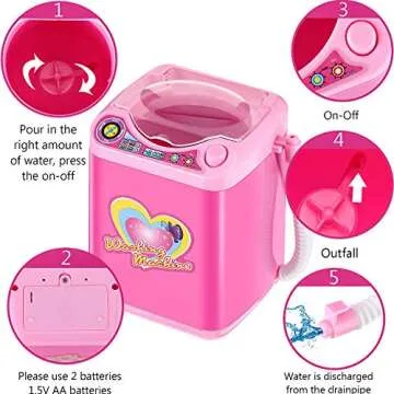 Hsei Mini Toy Washing Machine Brush Cleaner for Makeup