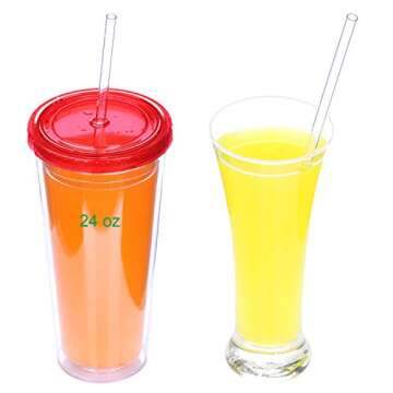 Dakoufish 9 Inch Clear Reusable Thick Plastic Drinking Straws for 16 oz & 20 oz Mason Jar Tumblers,S...