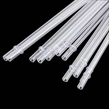Dakoufish 9 Inch Clear Reusable Thick Plastic Drinking Straws for 16 oz & 20 oz Mason Jar Tumblers,Set of 12 Pcs Straws with Cleaning Brush (9inch, Clear)