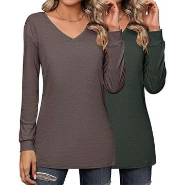 Shop Riyiper 2 Pcs Women’s Long Sleeve Tunic Tops