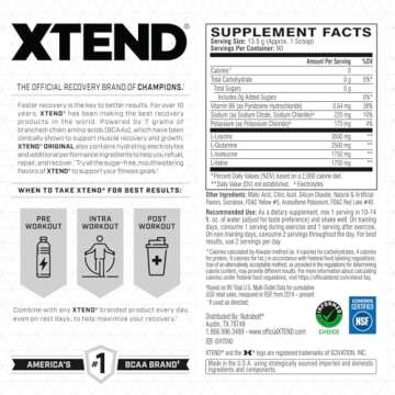 XTEND Original BCAA Powder Mango Madness | Sugar Free Post Workout Muscle Recovery Drink with Amino ...