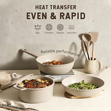 CAROTE Non Stick Pots and Pans Set Stackable Induction Ready