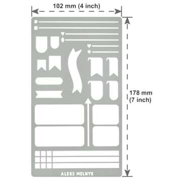 Aleks Melnyk No.62 Metal Stencil for Bullet Journaling, Makeselife Stencil Bookmark, Planning, Banners, Lines, Lists, Planner Stamps, Habit Tracker, Dot Journal Stencil for Diary, Template, Scrapbook