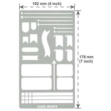 Aleks Melnyk No.62 Metal Stencil for Bullet Journaling, Makeselife Stencil Bookmark, Planning, Banners, Lines, Lists, Planner Stamps, Habit Tracker, Dot Journal Stencil for Diary, Template, Scrapbook