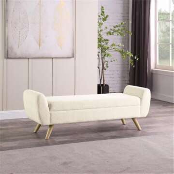 HomePop Modern Storage Bench with Wood Legs Home Décor|Bench with Storage for Living Room & Bedroom...