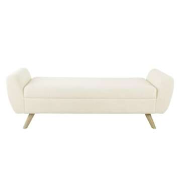 HomePop Modern Storage Bench with Wood Legs Home Décor|Bench with Storage for Living Room & Bedroom - Sherpa Cream