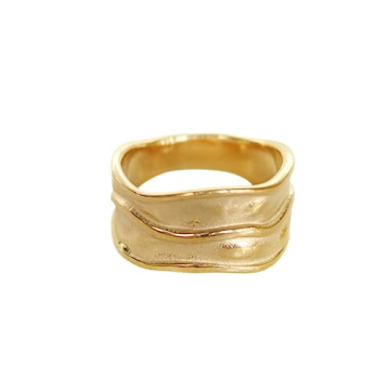 JEWELVERSE 18K Gold-Plated Hammered Ring For Women | Textured Ring | Rings | Thick Stacking Gold Rin...