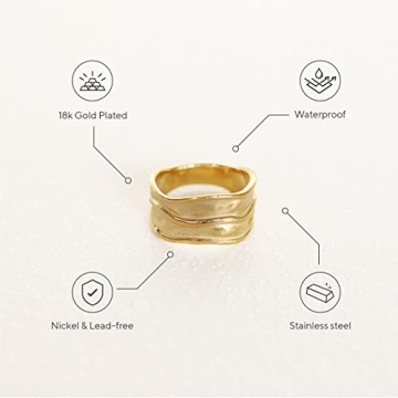 Stylish JEWELVERSE Gold-Plated Hammered Ring for Women