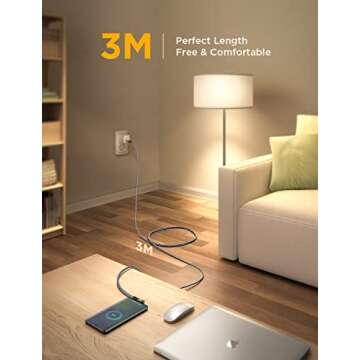 AINOPE 10 ft USB C Cable 2-Pack Fast Charge & Durable