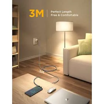 AINOPE 10 ft USB C Cable 2-Pack Fast Charge & Durable