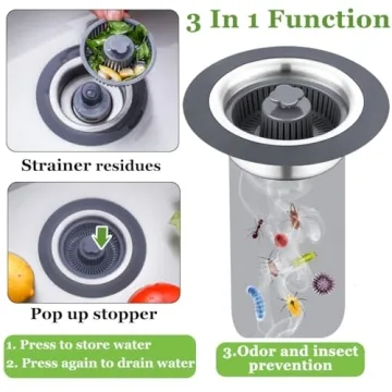 WSYLEN 3 in 1 Kitchen Sink Drain Strainer and Stopper