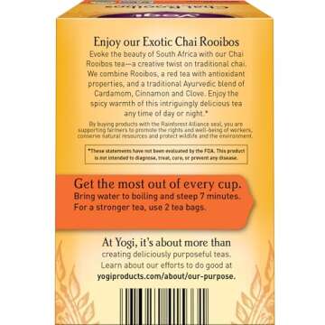 Yogi Tea Chai Rooibos Tea - 16 Tea Bags per Pack (6 Packs) - Spiced Organic Rooibos Tea - Provides A...