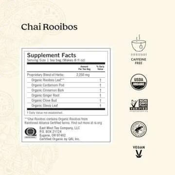 Yogi Tea Chai Rooibos Tea - 16 Tea Bags per Pack (6 Packs) - Spiced Organic Rooibos Tea - Provides Antioxidants - Caffeine-Free - Includes Cardamom, Cinnamon, Ginger & Clove