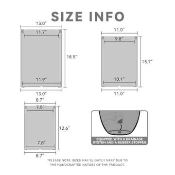 Kante 18.5",15.7",12.6" H Tall Rectangular Concrete Planters Set of 3, Outdoor Indoor Lightweight Pl...