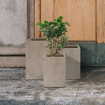 Kante 3-Piece Tall Concrete Planters Set for Indoor Outdoor