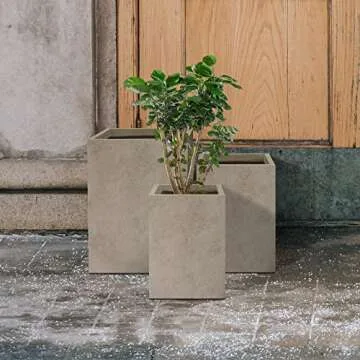 Kante 3-Piece Tall Concrete Planters Set for Indoor Outdoor