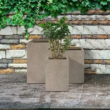 Kante 3-Piece Tall Concrete Planters Set for Indoor Outdoor