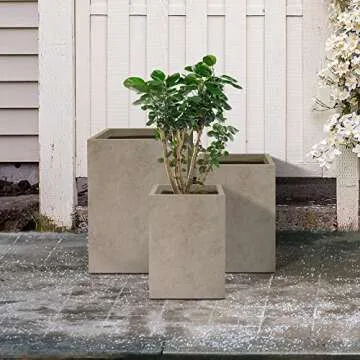 Kante 3-Piece Tall Concrete Planters Set for Indoor Outdoor