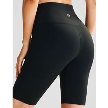 ZUTY 10" Biker Shorts Women High Waisted with 2 Hidden Pockets Workout Athletic Running Yoga Long Sh...