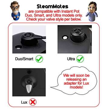 SteamMates Henry Compatible with Instant Pot Accessories 6 qt 8 quart | Steam Diverter | Does Not Fit Lux Model or Costco SV Model | Redirect Steam on InstaPot Away From Cabinets | Fits Duo Only