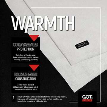 GOT Sports Polar Fleece Neck Warmer - Double-Layer Winter Ski Face Mask - Neck Gaiter Scarf for Skiing, Snowboarding, Running (White)