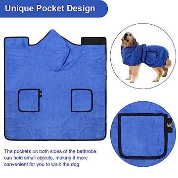 CoiTek Super Absorbent Dog Bathrobe Towel for All Breeds