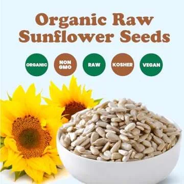 Food to Live - Organic Sunflower Seeds, 1 Pound - Hulled, Raw, Non-GMO, Dried Kernels, Unsalted, Kosher, Vegan, Keto, Paleo, Sirtfood, Bulk, Low Sodium Nuts, Good Source of Protein.
