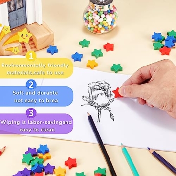 Chuangdi 500 Pcs Colorful Star Erasers for Kids