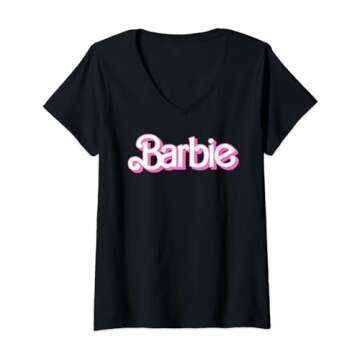 Womens Barbie Logo Bright White V-Neck T-Shirt